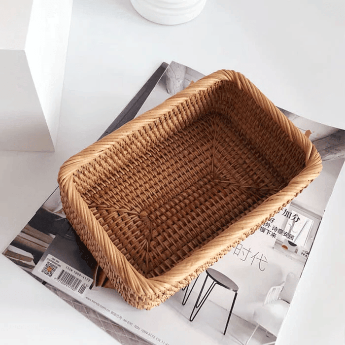 Cesto de Palha Rattan Feito a Mão Indigo