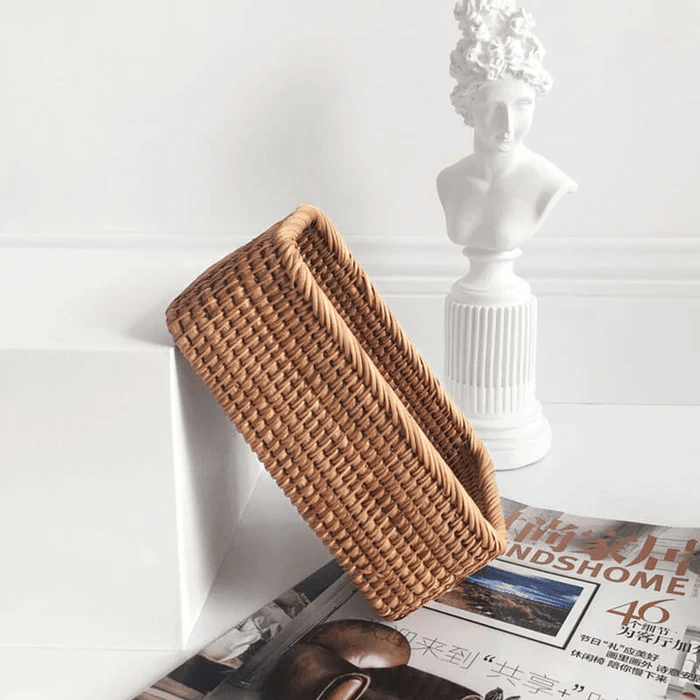 Cesto de Palha Rattan Feito a Mão Indigo