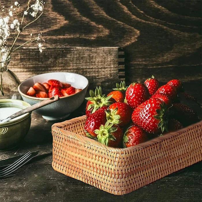 Cesto de Palha Rattan Feito a Mão Indigo