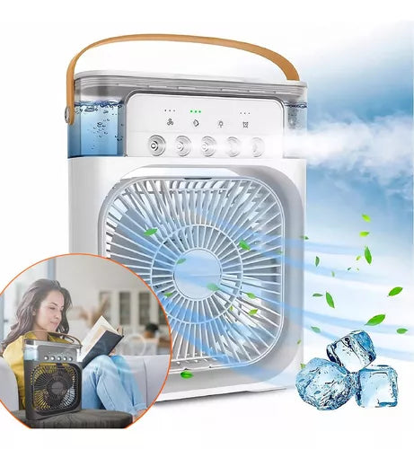 Ventilador de Nebulização Umidificador e Climatizador Sistema com 3 Velocidades Design Compacto Portátil Ideal para Dias Secos