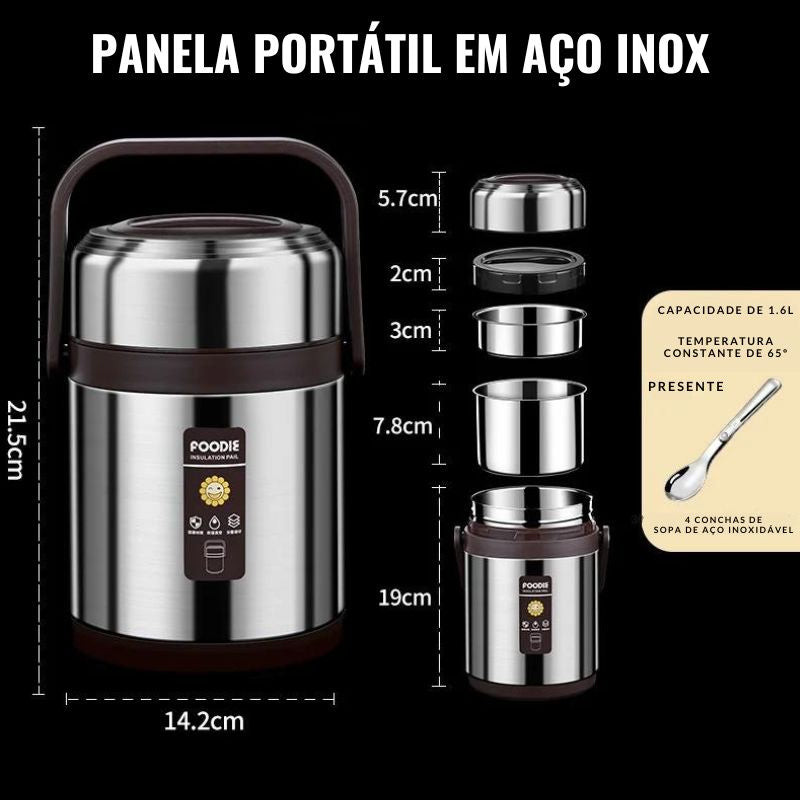 Lancheira Térmica Inoxidável + 4 Marmitas