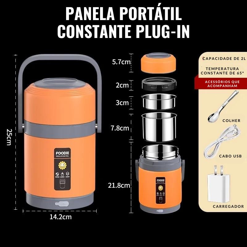 Lancheira Térmica Inoxidável + 4 Marmitas