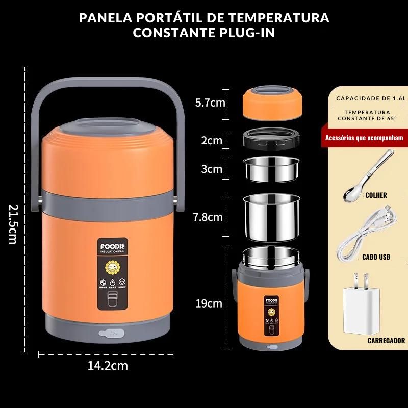 Lancheira Térmica Inoxidável + 4 Marmitas