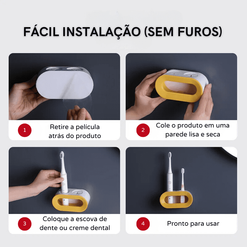 Porta Escova de Dente e Pasta Parede Organizador