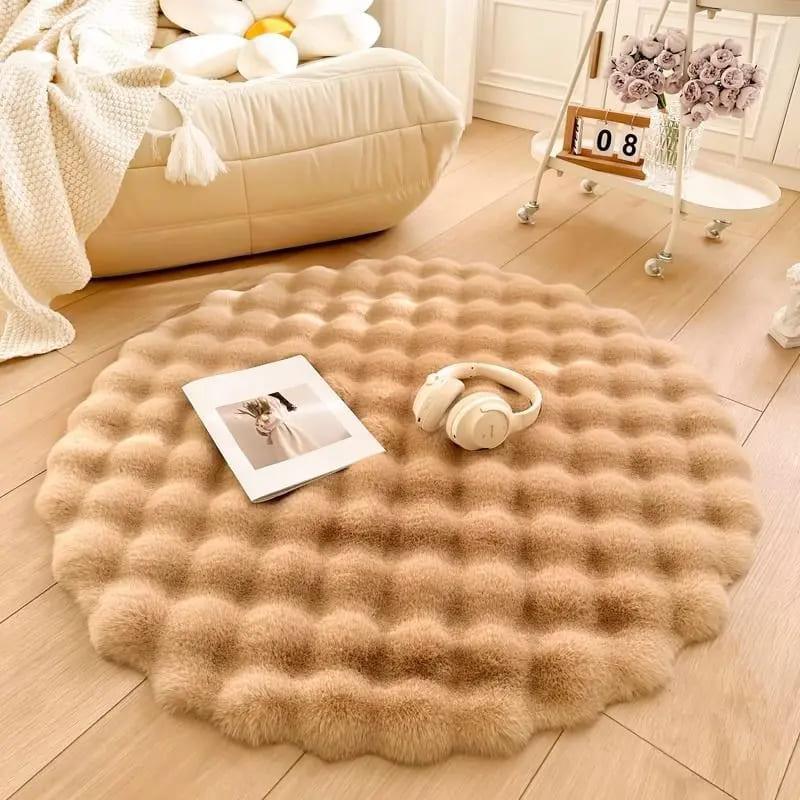 Tapete Para Sala Redondo Peludo Quarto Pelúcia Felpudo