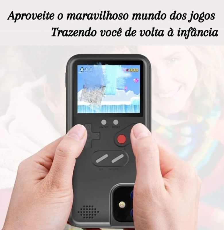 Capa de iPhone RetroCase com MAIS DE 30 JOGOS nostálgicos + CABO USB DE BRINDE!